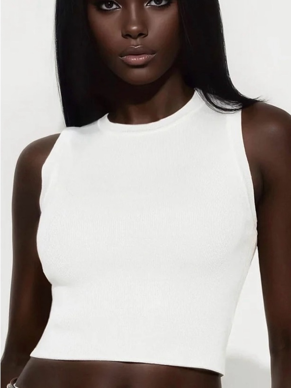 Active USA White Ribbed Cropped Tank